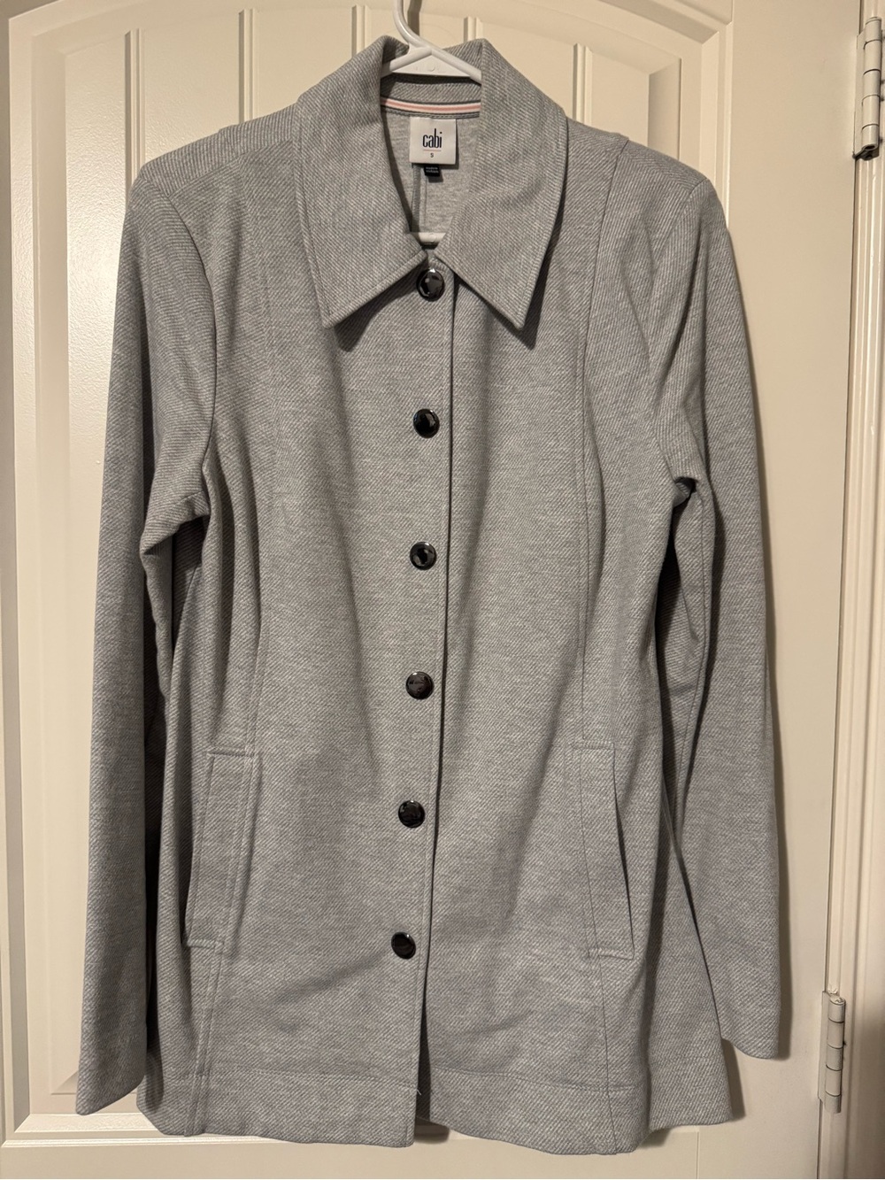 CAbi Light Gray Button-Front Blazer